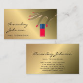 Nails Artist Modern Red Manicure Pedicure Gold Visitenkarte (Vorne/Hinten)