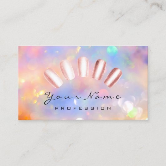 Nails Artist Pink Rose Manicure Pedicure HOLOGRAPH Visitenkarte (Vorderseite)