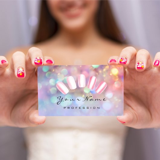 Nails Artist Pink Wow Manicure Pedicure Holograph Visitenkarte
