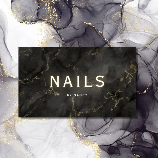 Nails aus schwarzem und goldenem Marmor Visitenkarte