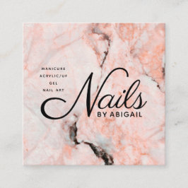 Nails aus weißem Rosenmor nach Name Website & QR C Quadratische Visitenkarte
