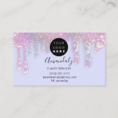 Nails Beauty Logo Tropfen Holograph Blue Pastell Visitenkarte (Rückseite)