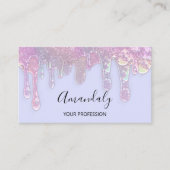 Nails Beauty Logo Tropfen Holograph Blue Pastell Visitenkarte (Vorderseite)