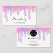 Nails Beauty Logo Tropfen Holograph Pink Soap Visitenkarte (Vorne/Hinten)