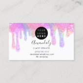 Nails Beauty Logo Tropfen Holograph Pink Soap Visitenkarte (Rückseite)