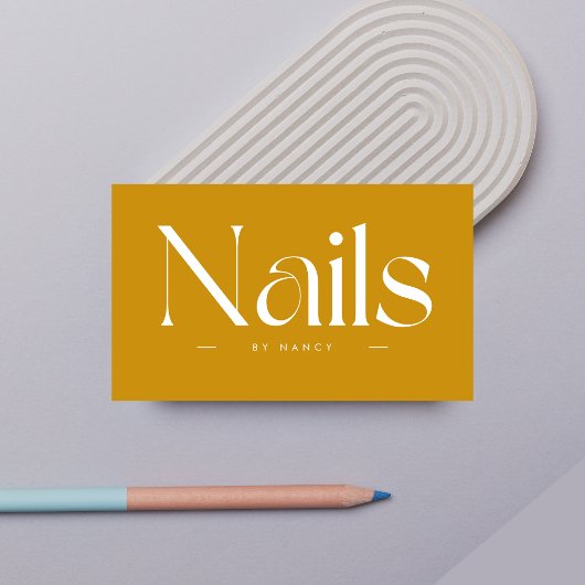 Nails Bold Typografie Mustard Business Card Visitenkarte