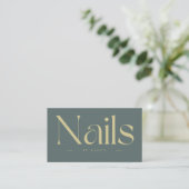 Nails Bold Typografy Dark Green Visitenkarte (Stehend Vorderseite)
