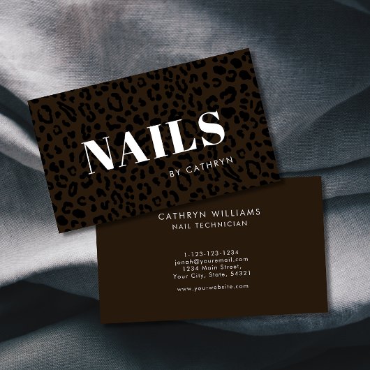 Nails Brown Animal Print Nail Techniker Visitenkarte