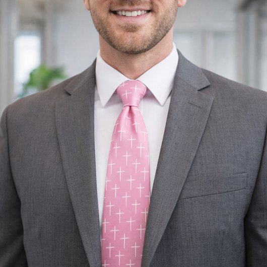 Nails Cross Pink and White Krawatte