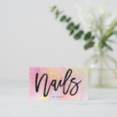 Nails Drehbuch rosa Regenbogen Glitzer schicker Ma Visitenkarte (Stehend Vorderseite)