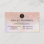 Nails Drehbuch Rose Gold Glitzer Chic holografisch Visitenkarte (Rückseite)