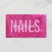 Nails Eleganter rosa Glitzer Visitenkarte (Vorderseite)