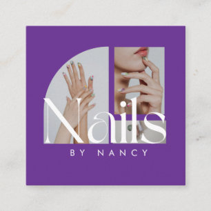 Nails Foto Collage Lila Quadratische Visitenkarte