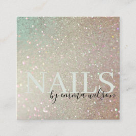 Nails Glitzer Green Pink Aqua Shiny Shimmer Quadratische Visitenkarte