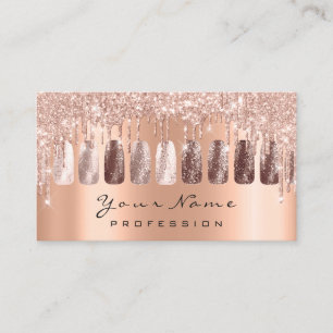 Nails Glitzer Rose Gold Manicure Kupfer Visitenkarte