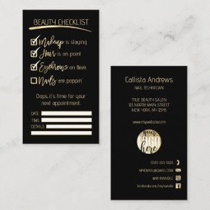 Nails Gold Black Beauty Checklist Business-Logo Terminkarte