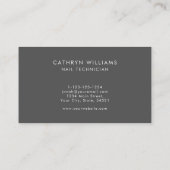 Nails Grauer Tier-Nageltechniker Visitenkarte (Rückseite)