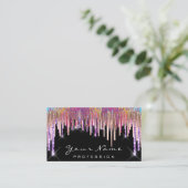 Nails Makeup Artist Holograph Rose Tropfen Glitzer Visitenkarte (Stehend Vorderseite)