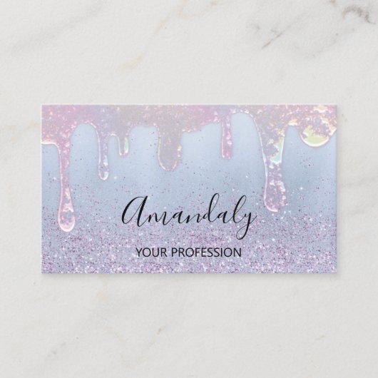 Nails Makeup Artist Lash Logo Tropfen Blau Visitenkarte (Vorderseite)