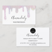 Nails Makeup Artist Lash Logo Tropfen Weiß Visitenkarte (Vorne/Hinten)