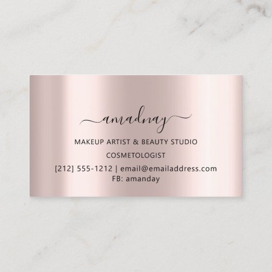 Nails Makeup Artist Lash Rose Gold Tropfen Visitenkarte (Rückseite)