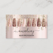 Nails Makeup Artist Lash Rose Gold Tropfen Visitenkarte (Vorderseite)