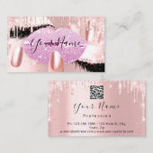 Nails Makeup Artist Pink Kiss Lip Lash QRCODE Logo Visitenkarte (Vorne/Hinten)