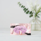 Nails Makeup Artist Pink Kiss Lip Lash QRCODE Logo Visitenkarte (Stehend Vorderseite)