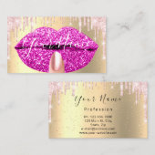 Nails Makeup Artist Pink Tropfens Kiss Lips Fuchsi Visitenkarte (Vorne/Hinten)