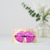 Nails Makeup Artist Pink Tropfens Kiss Lips Fuchsi Visitenkarte (Stehend Vorderseite)