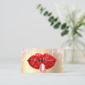 Nails Makeup Artist Pink Tropfens Kiss Lips Red VI Visitenkarte (Stehend Vorderseite)