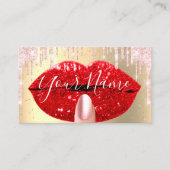 Nails Makeup Artist Pink Tropfens Kiss Lips Rot Visitenkarte (Vorderseite)