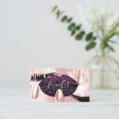 Nails Makeup Artist Rose Lila Kiss Lips Rose Visitenkarte (Stehend Vorderseite)