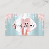 Nails Makeup Artist Rose Tropfen Rose Pink Blue Visitenkarte (Vorderseite)