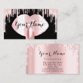 Nails Makeup Artist Rose Tropfens Black Pink Kiss Visitenkarte (Vorne/Hinten)