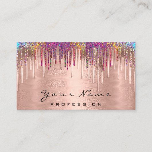 Nails Makeup Künstler Holograph Rose Gold Visitenkarte (Vorderseite)
