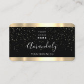 Nails Makeup Stylist Gold Confetti Black Logo Visitenkarte (Vorderseite)
