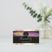 Nails Makeup Stylist Gold Lila Strikes Logo Visitenkarte (Stehend Vorderseite)