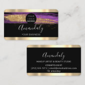Nails Makeup Stylist Gold Lila Strikes Logo Visitenkarte (Vorne/Hinten)