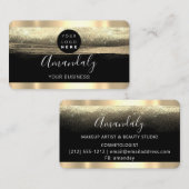 Nails Makeup Stylist Gold-Schwarz-Logo Visitenkarte (Vorne/Hinten)