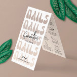 Nails Manicure Aftercare Retro Beige Logo Nail Wel Visitenkarten<br><div class="desc">Trendy Nails Aftercare Instructions Visitenkarte in trendigen Beige Farben mit Retro-Schriftart und Platz für Ihr Logo. Diese moderne Manikürskarte enthält Pflegesymbole für jede Stufe und Platz für das Logo und die Kontaktdetails des Wellness-Centers. Benutzen Sie diesen Nagelpfleger für Gel oder regelmäßige Maniküre, um sicherzustellen, dass Ihre Kunden die richtige Pflege...</div>