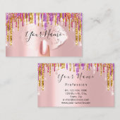 Nails Manicure Makeup Artist Rose Tropfen Gold Lip Visitenkarte (Vorne/Hinten)