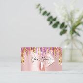 Nails Manicure Makeup Artist Rose Tropfen Gold Lip Visitenkarte (Stehend Vorderseite)