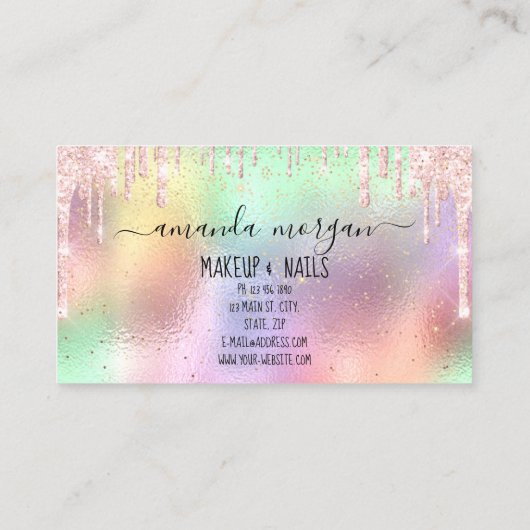 Nails Manicure Makeup Holograph Lips Glitzer Kiss Visitenkarte (Rückseite)