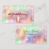 Nails Manicure Makeup Holographic Kiss Lips Pink Visitenkarte (Vorne/Hinten)