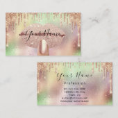 Nails Manicure Makeup Holographic Lips Rose Gold Visitenkarte (Vorne/Hinten)