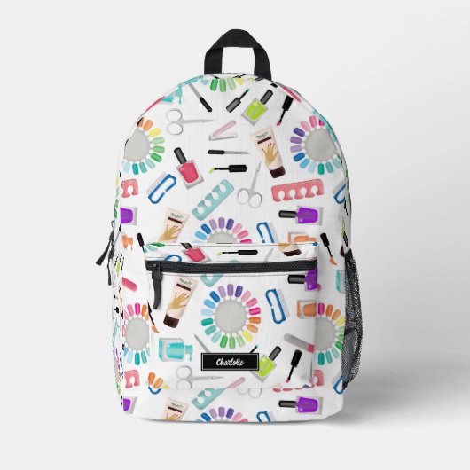 Nails Manicure Pedicure Beauty Makeup Custom Name Bedruckter Rucksack (Vorderseite)