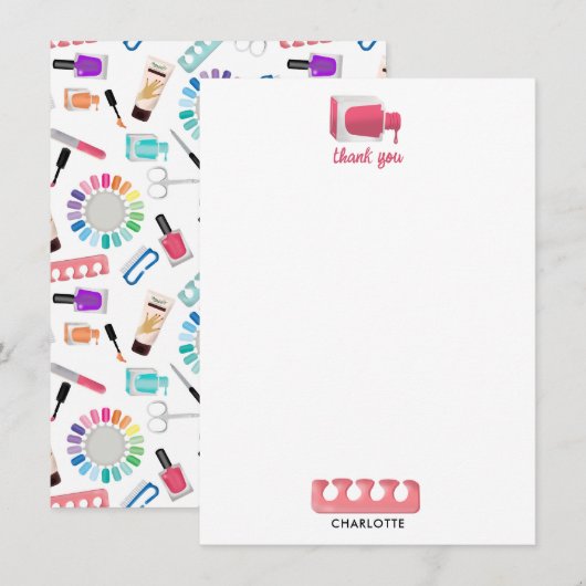 Nails Manicure Pedicure Beauty Salon  Dankeskarte (Vorne/Hinten)