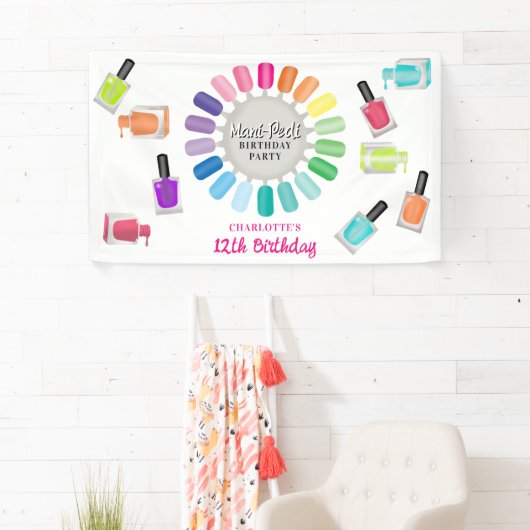 Nails Manicure Pedicure Mani Pedi Girls Birthday Banner (Insitu)