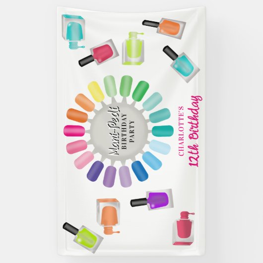 Nails Manicure Pedicure Mani Pedi Girls Birthday Banner (Vertikal)